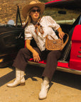 Handtooled Dannia Large Purse - Saddle Brown
