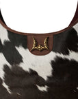 LW Large Purse - Black & White Cowhide With Oiled Ruby Leather