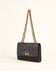 Savi Small Embossed & Grained Leather Bag - Charcoal