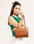 Savi Small Embossed Leather Bag - Amber Glow