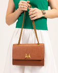 Savi Small Embossed Leather Bag - Amber Glow