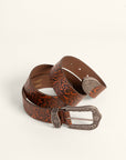 Sophia Belt - Brown Floral Leather