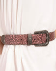 Sophia Belt-Pink Floral Leather