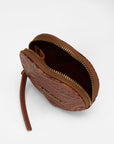 Cupid Coin Pouch In Hand Finished Embossed Leather - Brown