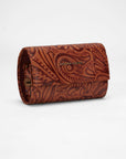 Canyon Jewelery Case In Hand Finished Embossed Leather - Brown