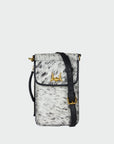 Shell Phone Bag In Black And White Cowhide
