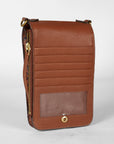 Shell Phone Bag  In Hand Finished Embossed Leather - Brown