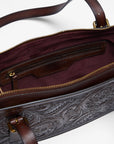 Mivva Handtooled Mini Bag - Brunette Leather