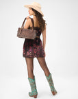 Mivva Handtooled Mini Bag - Brunette Leather