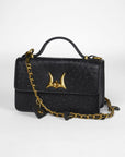 Heart Charm Chain In Black Calf Leather (2 In 1 Crossbody Chain)