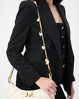 Heart Charm Chain In White Calf Leather (2 In 1 Crossbody Chain)