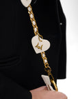 Heart Charm Chain In White Calf Leather (2 In 1 Crossbody Chain)