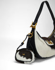 Sophia Micro Bag Charm In Black & White Cowhide
