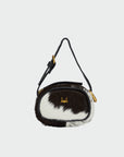 Sophia Micro Bag Charm In Black & White Cowhide
