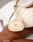Sophia Micro Bag Charm In Hand Finished Embossed Leather - White
