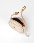 Sophia Micro Bag Charm In Hand Finished Embossed Leather - White