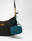 Sophia Micro Bag Charm In Hand Finished Embossed Leather - Turquoise