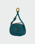 Sophia Micro Bag Charm In Hand Finished Embossed Leather - Turquoise