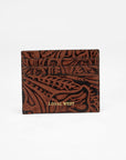 Shell Card Holder  In Hand Finished Embossed Leather - Brown