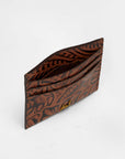 Shell Card Holder  In Hand Finished Embossed Leather - Brown