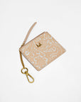 Sophia Credit Card Holder In Hand Finished Embossed Leather - White