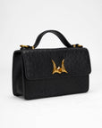 Valencia Ostrich Leather Bag - Black