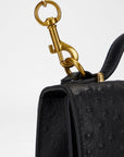Valencia Ostrich Leather Bag - Black