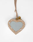Heart Shape Bag Charm In Hand Finished Embossed Leather - White