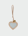 Heart Shape Bag Charm In Hand Finished Embossed Leather - White