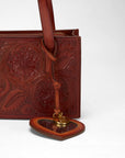 Heart Shape Bag Charm In Handtooled Leather