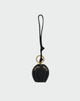 Horse Shoe Bag Charm In Calf Leather - Black