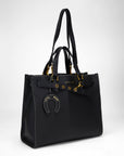 Standard Medium Tote Bag In Calfskin - Black