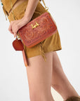 Shell Mini Purse In Handtooled Leather