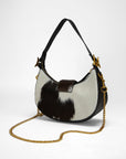 LW Hobo Medium Purse In Black & White Cowhide