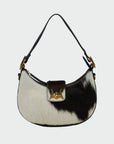 LW Hobo Medium Purse In Black & White Cowhide