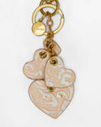 Heart Shape Keychain In Hand Finished Embossed Leather - White