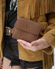 Sophia Card Holder In Brown Leather Calfskin