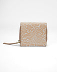 Sophia Card Holder In Hand Finished Embossed Leather - White