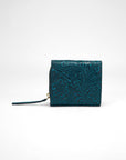 Sophia Card Holder In Hand Finished Embossed Leather - Turquoise