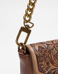 The LW On The Go Mini Chain Bag- In Handtooled Leather
