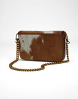 The LW On The Go Mini Chain Bag- In Brown & White Cowhide And Calfskin