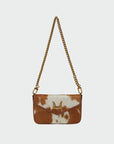 LW On The Go Mini Chain Bag In Hand Finished Embossed Leather - Brown