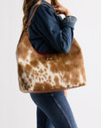 LW Large Purse - In Brown & White Cowhide & Calfskin