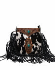 Mojave Tassle Bag - Black & White Cowhide