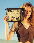 LW SCRAPPY MEDIUM CHAIN BAG IN COWHIDE AND BLACK CALFSKIN