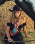 Bandana Canyon Silk Scarves With Handtooled Leather Slider - Saddle Brown