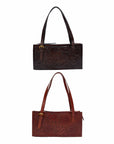 Mivva Handtooled Mini Bag - Brunette Leather
