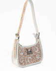 Dannia Medium Purse - Ivory Dust  Handtooled Leather And Calfskin