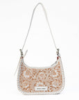 Dannia Medium Purse - Ivory Dust  Handtooled Leather And Calfskin