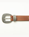 Midnight Ranger Leather Belt In Calfskin - Saddle Brown